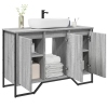 Armario lavabo baño madera ingeniería gris Sonoma 91x35x60 cm