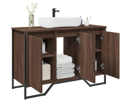 Armario lavabo baño madera ingeniería marrón roble 91x35x60 cm