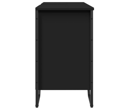 Armario de lavabo de baño madera ingeniería negro 91x35x60 cm