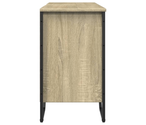 Armario lavabo baño madera ingeniería roble Sonoma 91x35x60 cm