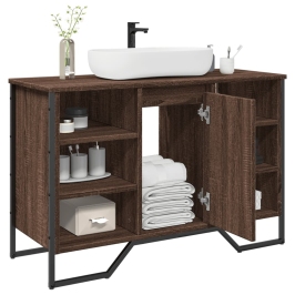 Armario lavabo baño madera ingeniería marrón roble 91x35x60 cm