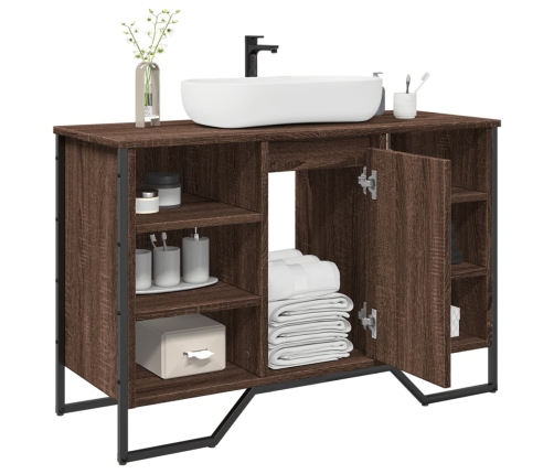 Armario lavabo baño madera ingeniería marrón roble 91x35x60 cm