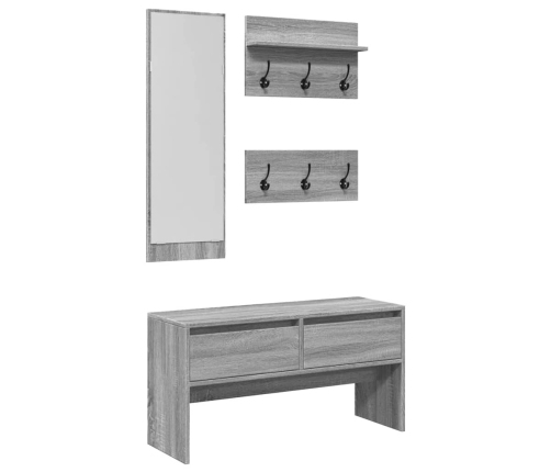 Muebles de recibidor 4 piezas madera de ingeniería gris Sonoma