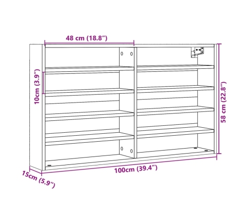 Vitrina de madera ingeniería blanca 100x15x58 cm