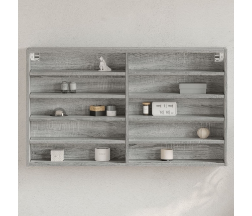 Vitrina de madera de ingeniería gris Sonoma 100x15x58 cm