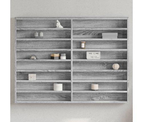 Vitrina de madera de ingeniería gris Sonoma 100x8,5x75 cm