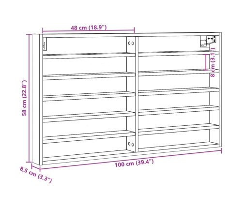 Vitrina de madera de ingeniería roble Sonoma 100x8,5x58 cm