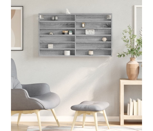 Vitrina de madera de ingeniería gris Sonoma 100x8,5x58 cm