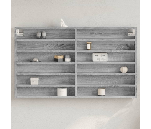 Vitrina de madera de ingeniería gris Sonoma 100x8,5x58 cm