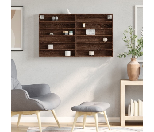 Vitrina de madera de ingeniería marrón roble 100x8,5x58 cm