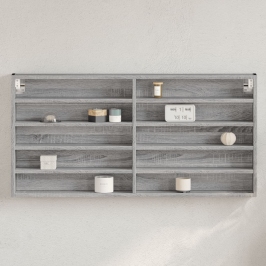Vitrina de madera de ingeniería gris Sonoma 100x8,5x50 cm