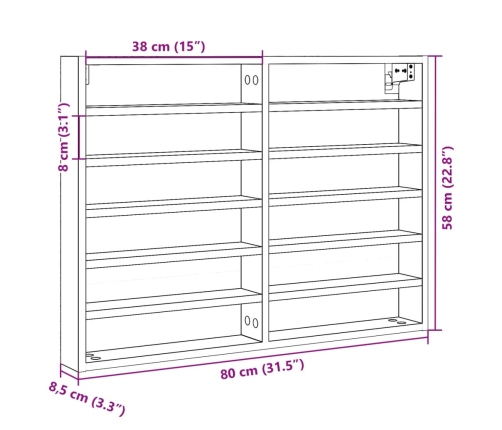 Vitrina de madera ingeniería blanca 80x8,5x58 cm