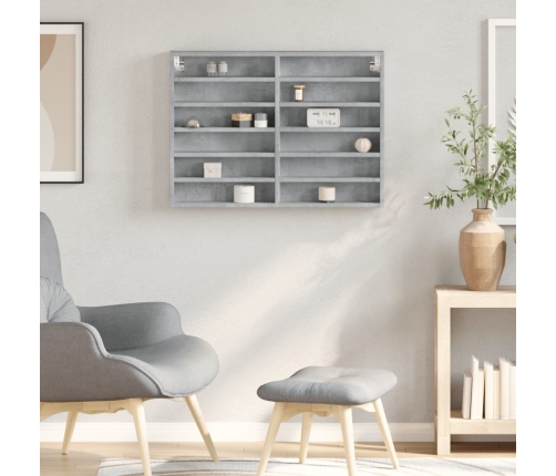 Vitrina de madera de ingeniería gris hormigón 80x8,5x58 cm