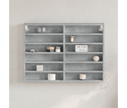 Vitrina de madera de ingeniería gris hormigón 80x8,5x58 cm