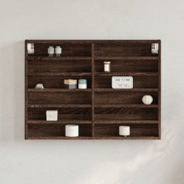 Vitrina de madera de ingeniería marrón roble 80x8,5x58 cm