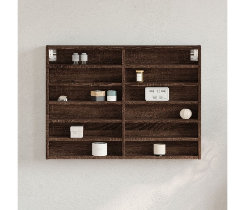 Vitrina de madera de ingeniería marrón roble 80x8,5x58 cm