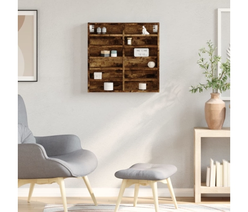 Vitrina de madera de ingeniería roble ahumado 60x8,5x58 cm