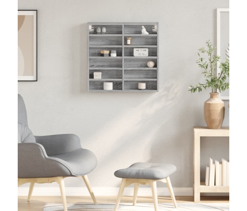 vidaXL Vitrina de madera de ingeniería gris Sonoma 60x8,5x58 cm