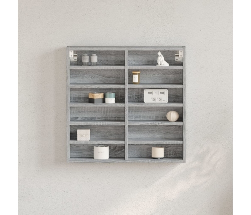 vidaXL Vitrina de madera de ingeniería gris Sonoma 60x8,5x58 cm