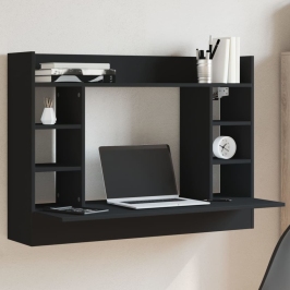 Escritorio de pared madera de ingeniería negro 105x48x75 cm