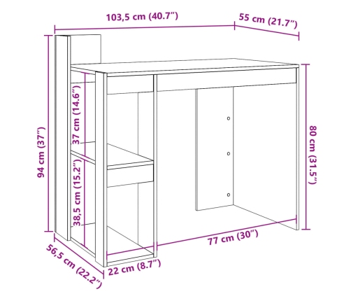 Escritorio de oficina madera ingeniería blanco 103,5x56,5x94 cm