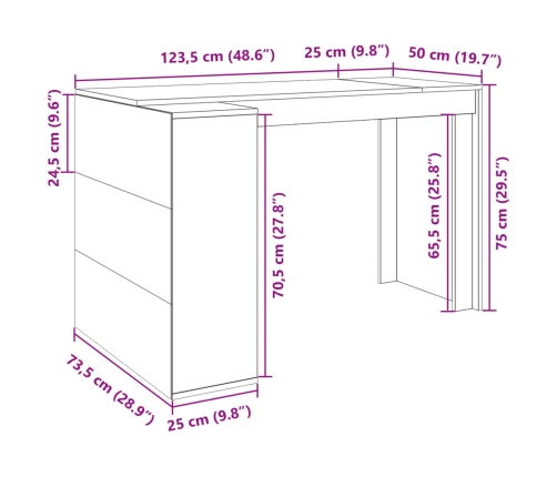 Escritorio de oficina madera ingeniería blanco 123,5x73,5x75 cm