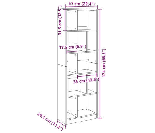 Estantería de madera de ingeniería blanca 57x28,5x174 cm