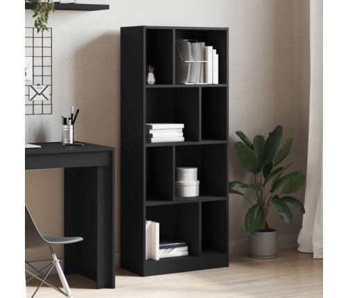 Estantería de madera de ingeniería negra 57x28,5x141 cm