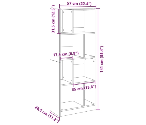 Estantería de madera de ingeniería negra 57x28,5x141 cm