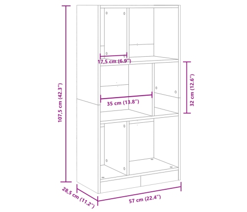 Estantería madera de ingeniería negro 57x28,5x107,5 cm