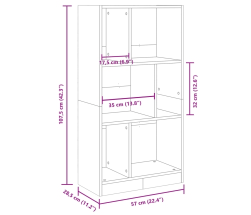 vidaXL Estantería madera de ingeniería gris Sonoma 57x28,5x107,5 cm