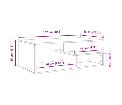 Mesa de centro madera de ingeniería roble Sonoma 102x55x35 cm