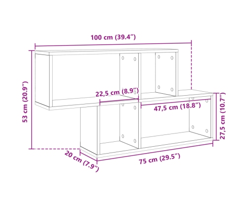 vidaXL Estantería de pared madera ingeniería blanco 100x20x53 cm