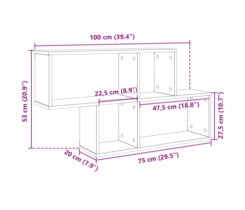 Estantería de pared madera ingeniería roble Sonoma 100x20x53 cm