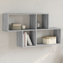Estante de pared madera ingeniería gris Sonoma 100x20x53 cm