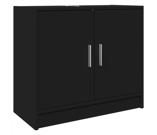 Armario para lavabo madera de ingeniería negro 63x29x55 cm