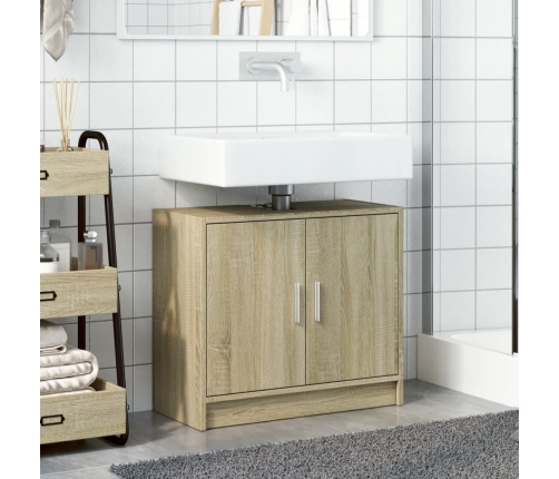 Armario de lavabo madera de ingeniería roble Sonoma 63x29x55 cm