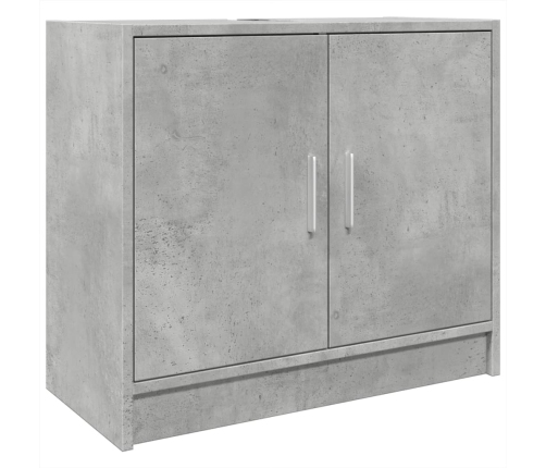 Armario de lavabo madera ingeniería gris hormigón 63x29x55 cm