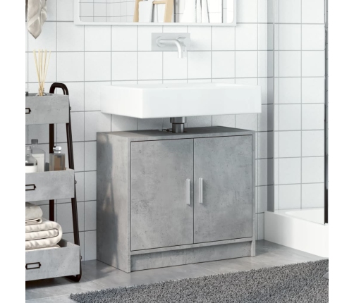 Armario de lavabo madera ingeniería gris hormigón 63x29x55 cm