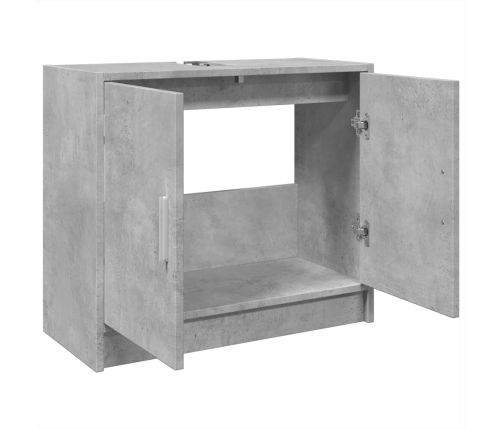 Armario de lavabo madera ingeniería gris hormigón 63x29x55 cm