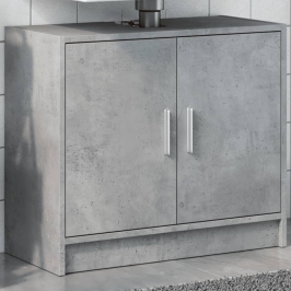 Armario de lavabo madera ingeniería gris hormigón 63x29x55 cm