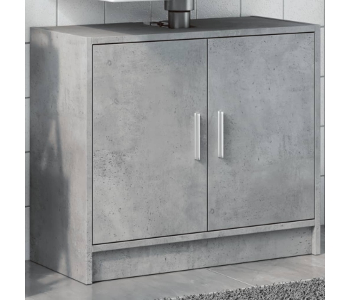 Armario de lavabo madera ingeniería gris hormigón 63x29x55 cm