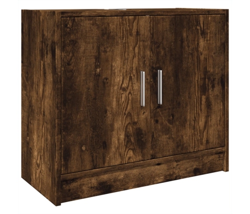 Armario de lavabo madera ingeniería roble ahumado 63x29x55 cm