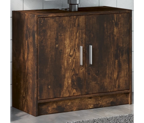 Armario de lavabo madera ingeniería roble ahumado 63x29x55 cm