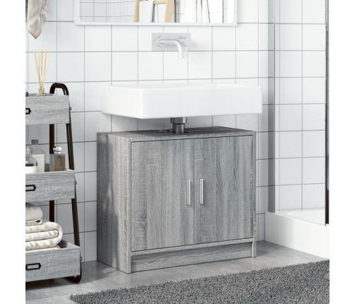 Armario de lavabo madera de ingeniería gris Sonoma 63x29x55 cm