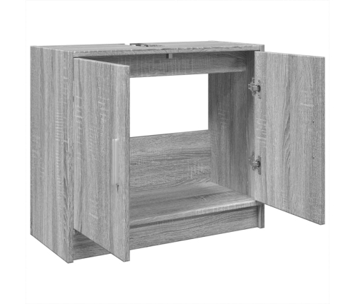 Armario de lavabo madera de ingeniería gris Sonoma 63x29x55 cm