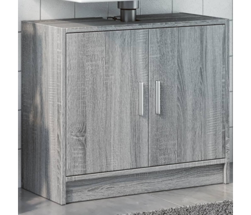 Armario de lavabo madera de ingeniería gris Sonoma 63x29x55 cm