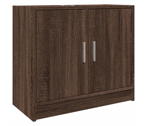 Armario de lavabo madera ingeniería marrón roble 63x29x55 cm