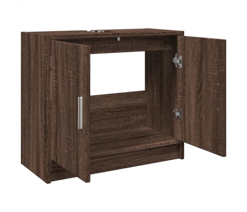 Armario de lavabo madera ingeniería marrón roble 63x29x55 cm