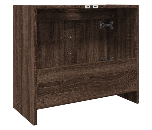 Armario de lavabo madera ingeniería marrón roble 63x29x55 cm